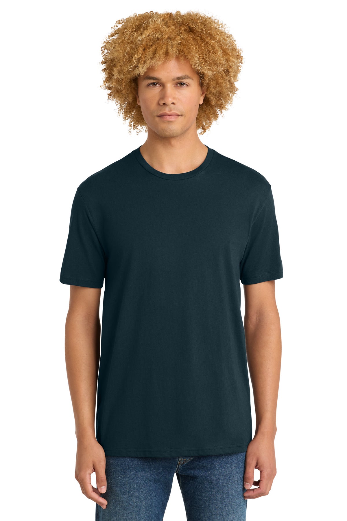 Custom logo District® Perfect Weight® Tee. DT104 in New Navy