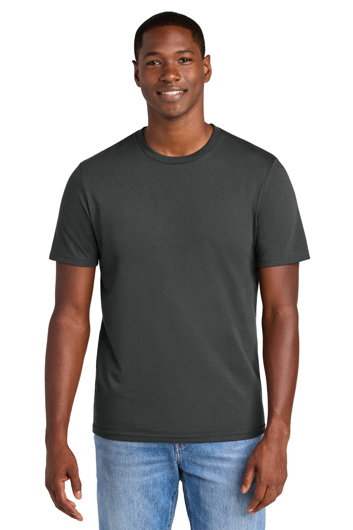 Custom logo District® Perfect Weight® CVC Tee DT184 in Charcoal