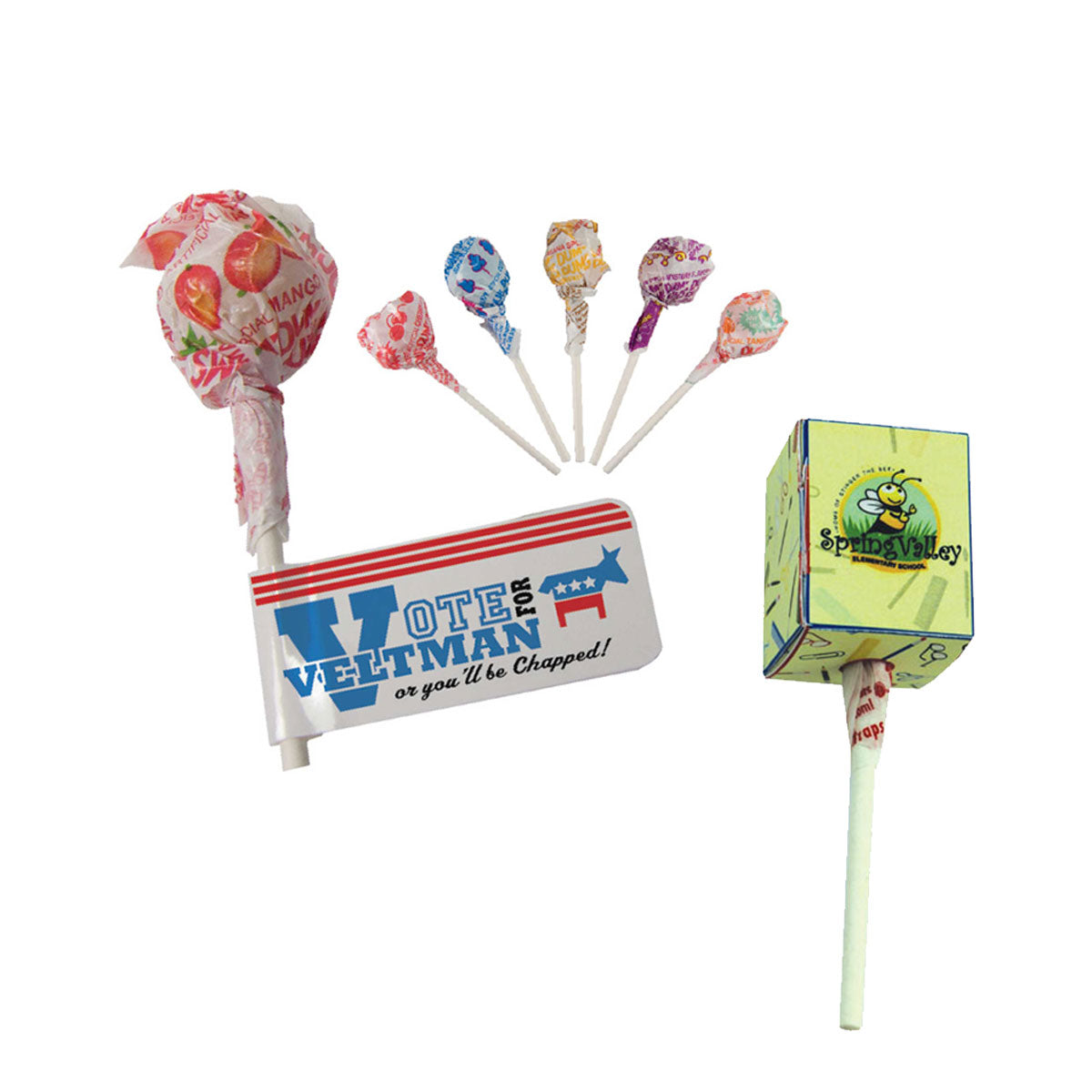 Custom logo Dum Dum w/ Flag or 4 Color Process Box