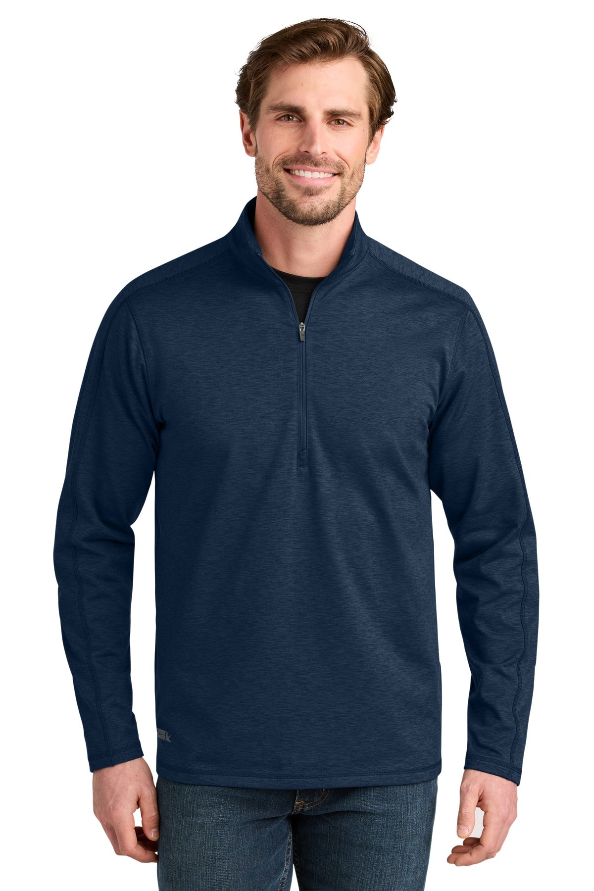 Custom logo Eddie Bauer® Adventurer 1/4-Zip EB120 in River Blue Navy Heather