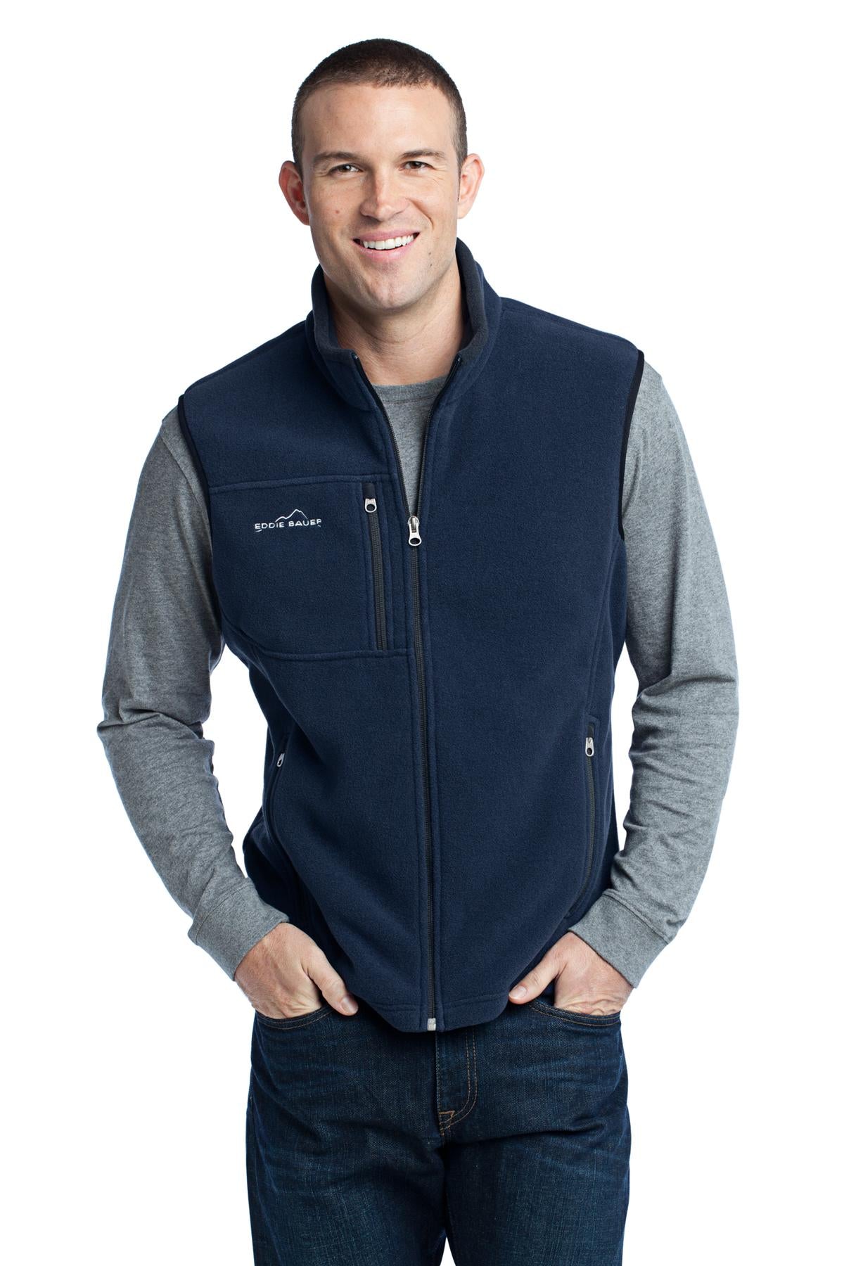 Custom logo Eddie Bauer® - Fleece Vest. EB204 in River Blue Navy