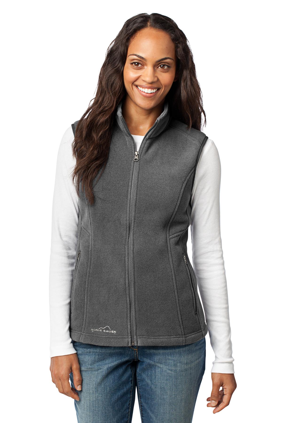 Custom logo Eddie Bauer® - Women's Fleece Vest. EB205 in Grey Steel