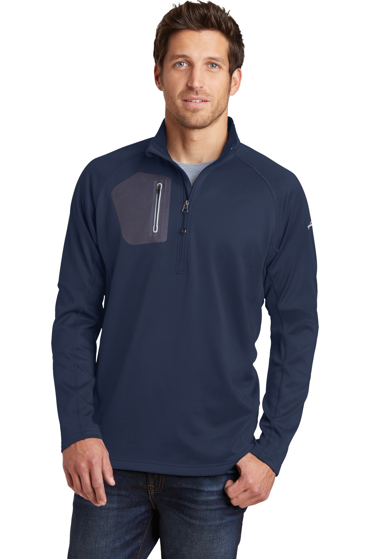 Custom logo Eddie Bauer® 1/2-Zip Performance Fleece. EB234 in River Blue Navy