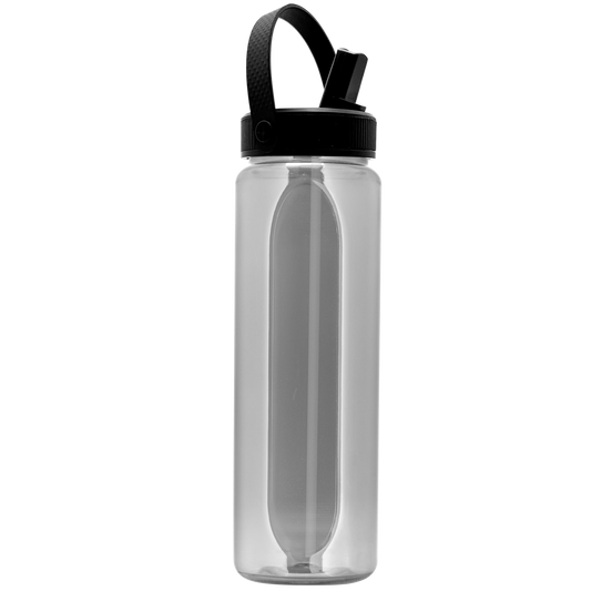 Boss Embossed RPET Bottle with Flip-Straw, Swivel Handle Lid - 26 oz.