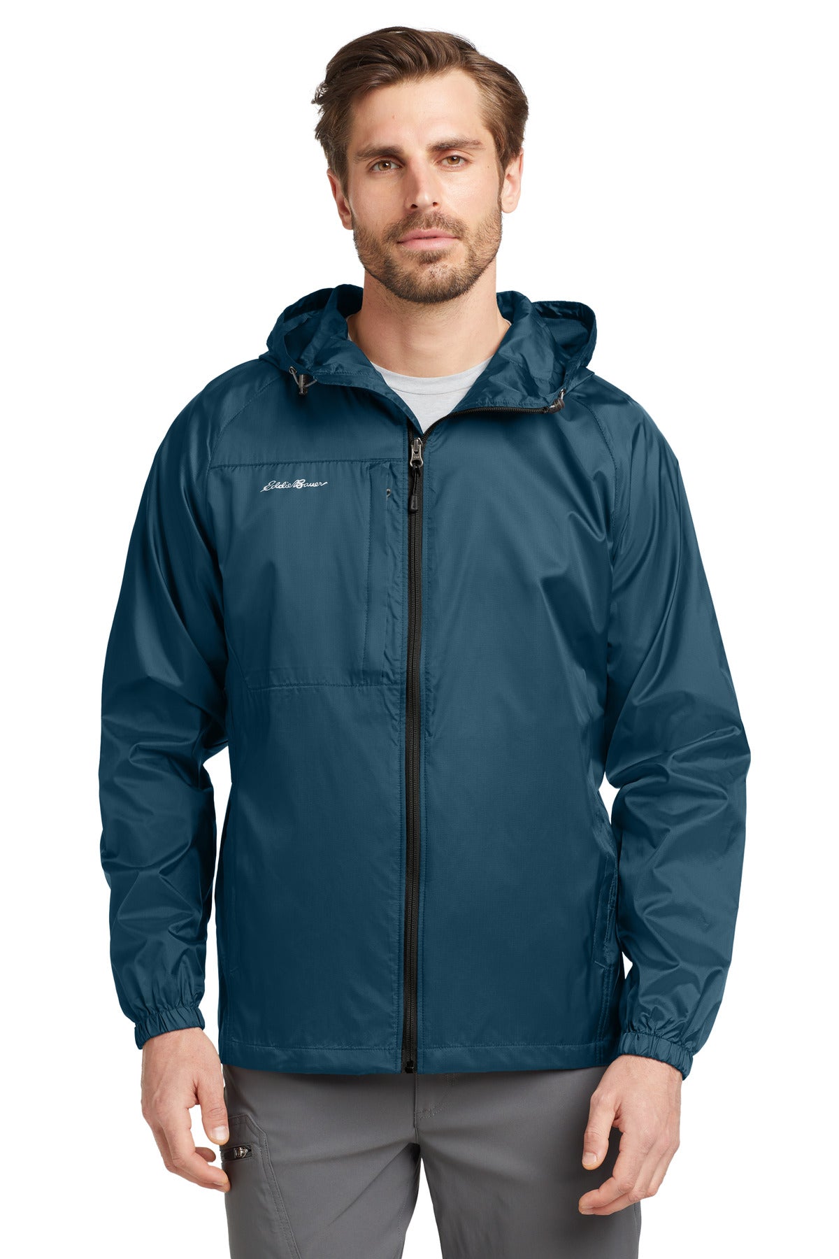 Custom logo Eddie Bauer® - Packable Wind Jacket. EB500 in Adriatic Blue