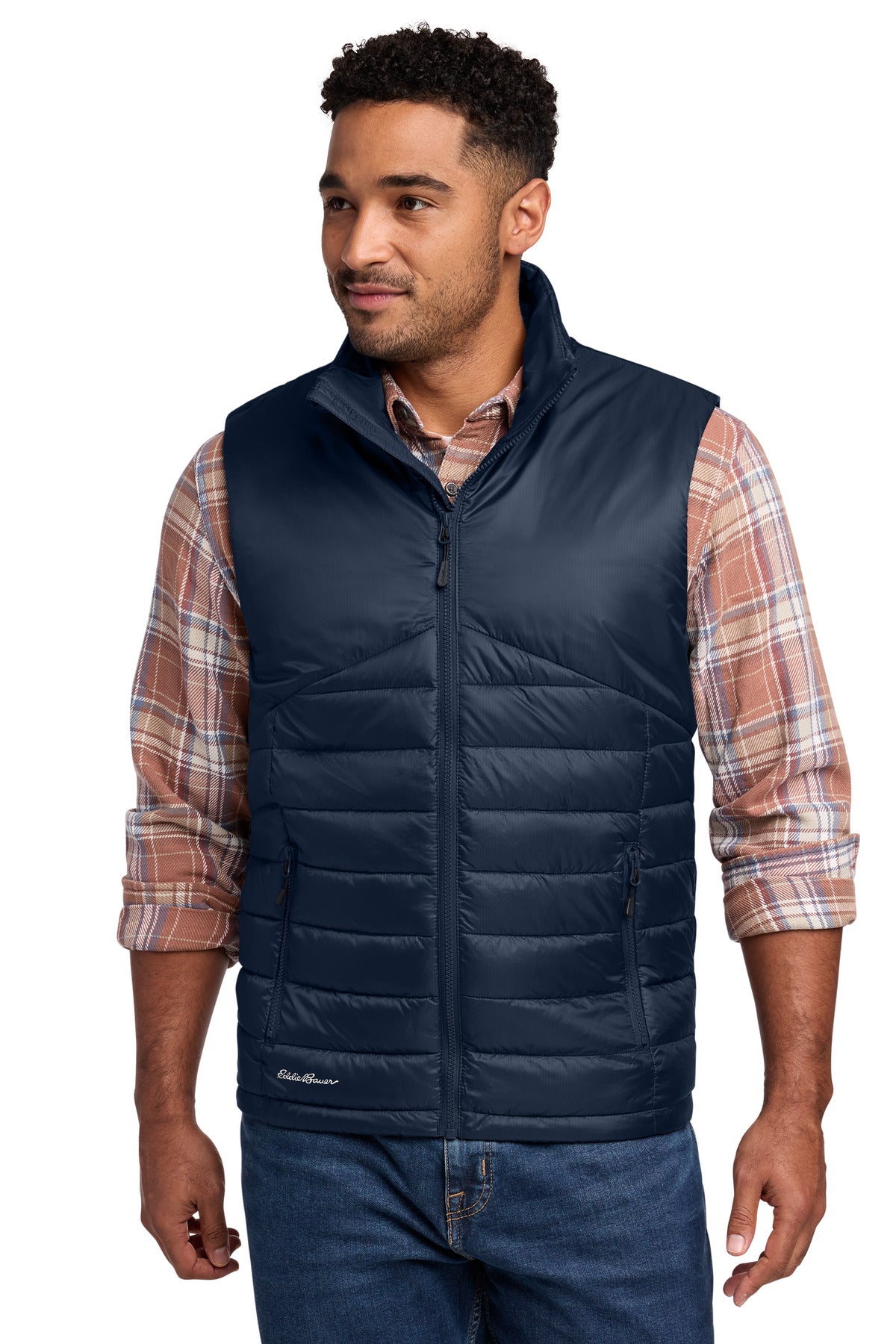 Custom logo Eddie Bauer® Quilted Vest EB512 in River Blue Navy