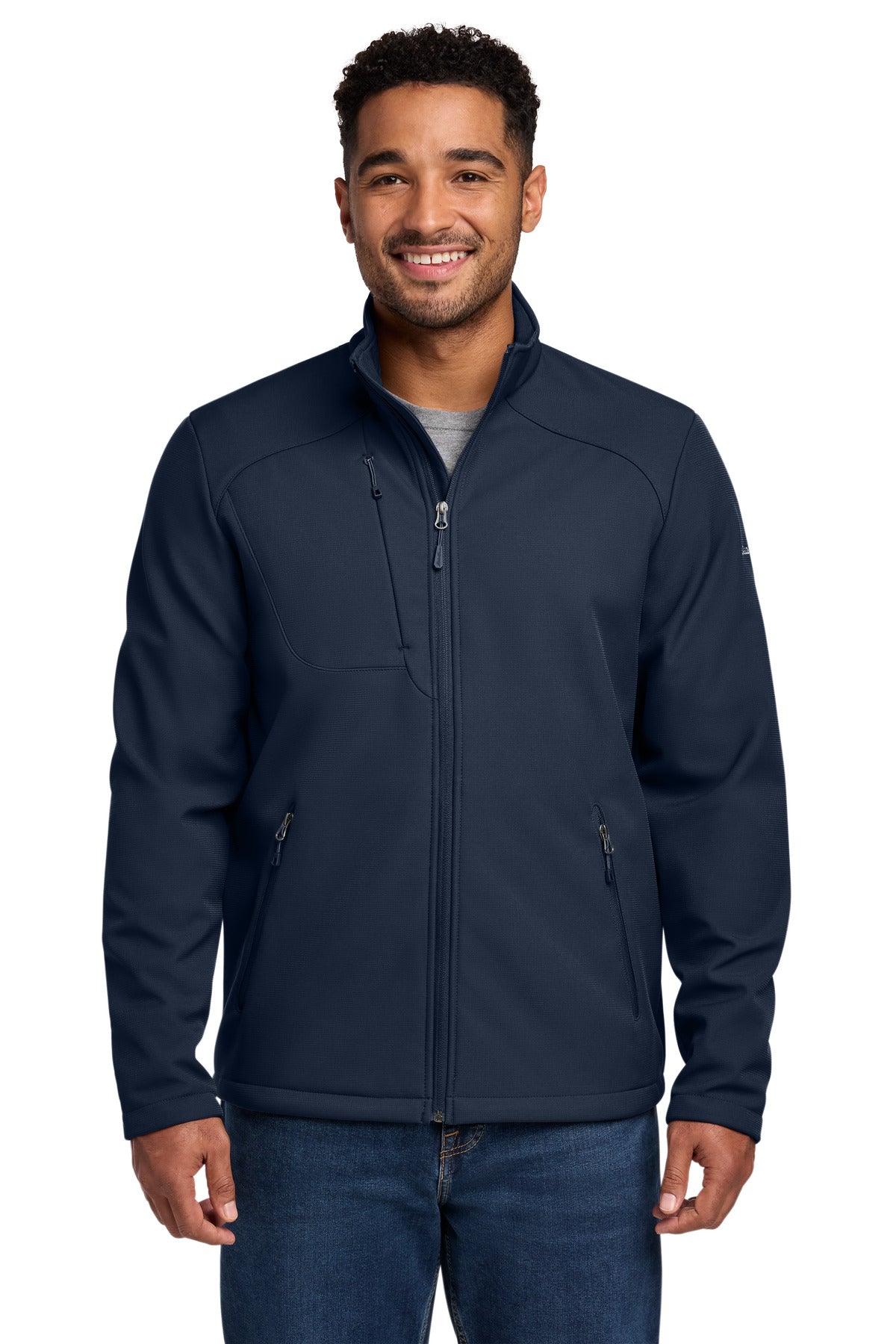 Custom logo Eddie Bauer® Stretch Soft Shell Jacket EB544 in River Blue Navy