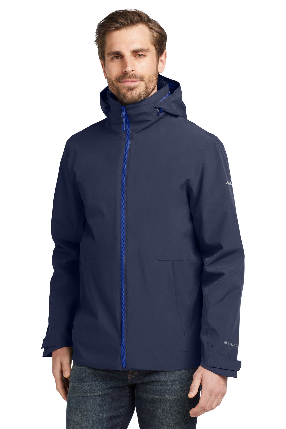 Custom logo Eddie Bauer® WeatherEdge® 3-in-1 Jacket EB656 in River Blue/ Cobalt Blue