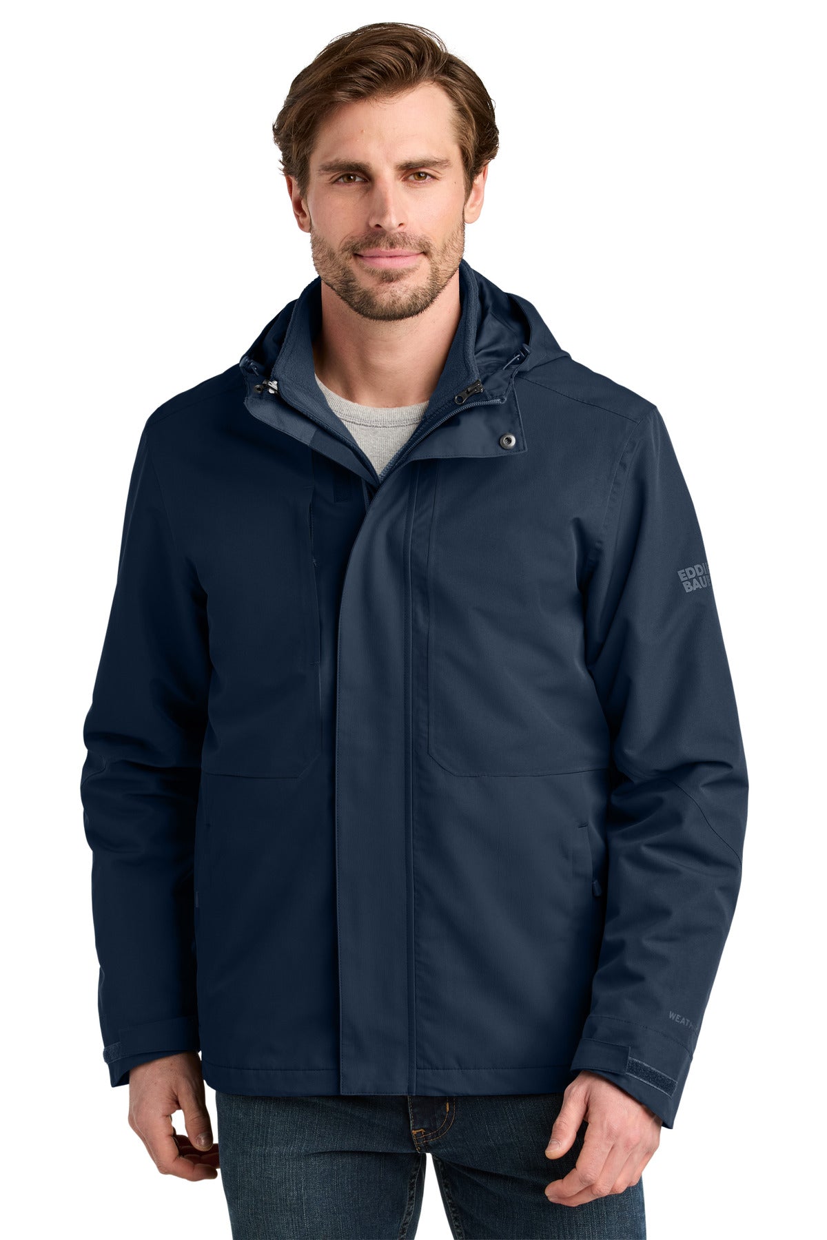 Custom logo Eddie Bauer® WeatherEdge® Ridge 3-in-1 Jacket EB658 in River Blue Navy