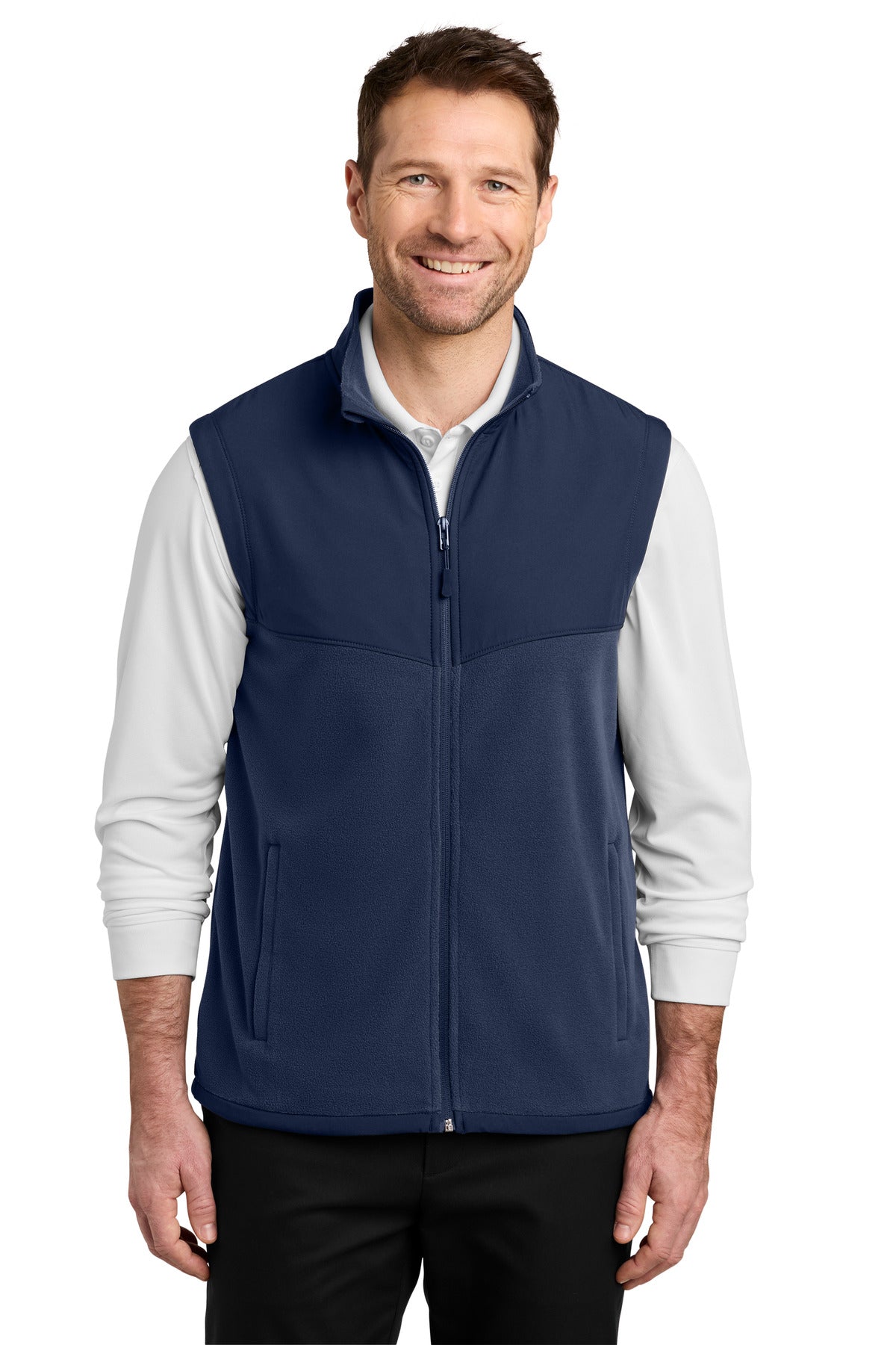 Custom logo Port Authority® Therma-Tek Fleece Vest F181 in True Navy