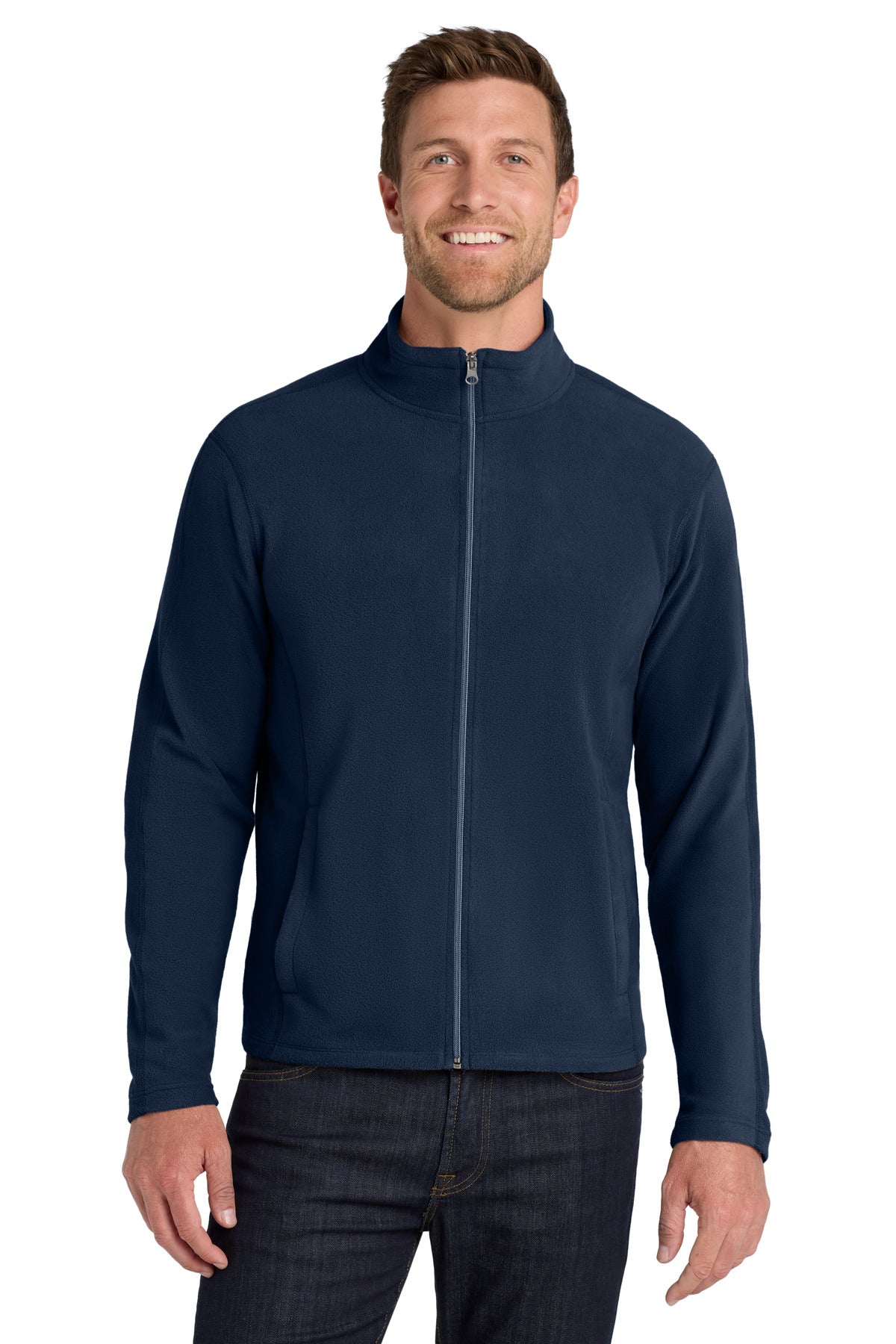 Custom logo Port Authority® Microfleece Jacket. F223 in True Navy