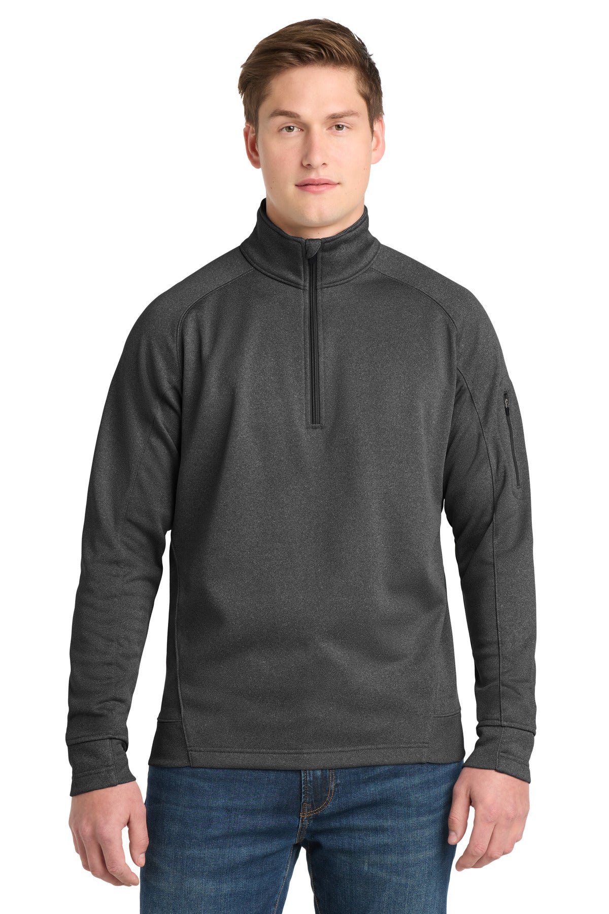Custom logo Sport-Tek® Tech Fleece 1/4-Zip Pullover. F247 in Graphite Heather