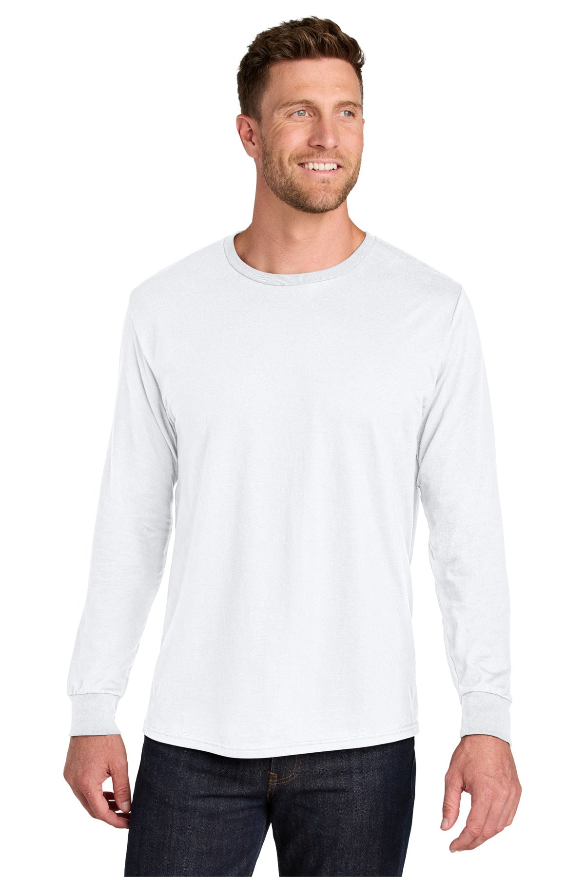 Custom logo Jerzees Ultimate® Unisex Ring Spun Long Sleeve T-Shirt IC46L in White