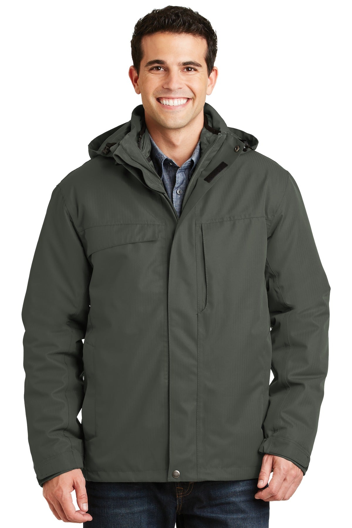Custom logo Port Authority® Herringbone 3-in-1 Parka. J302 in Spruce Green