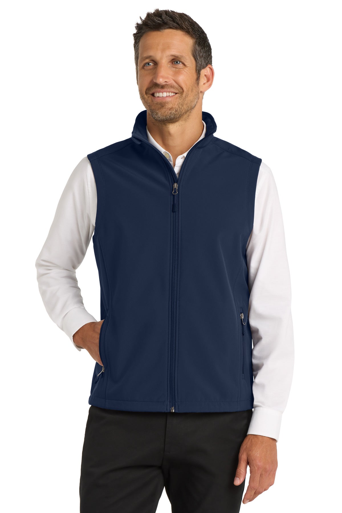 Custom logo Port Authority® Core Soft Shell Vest. J325 in Dress Blue Navy