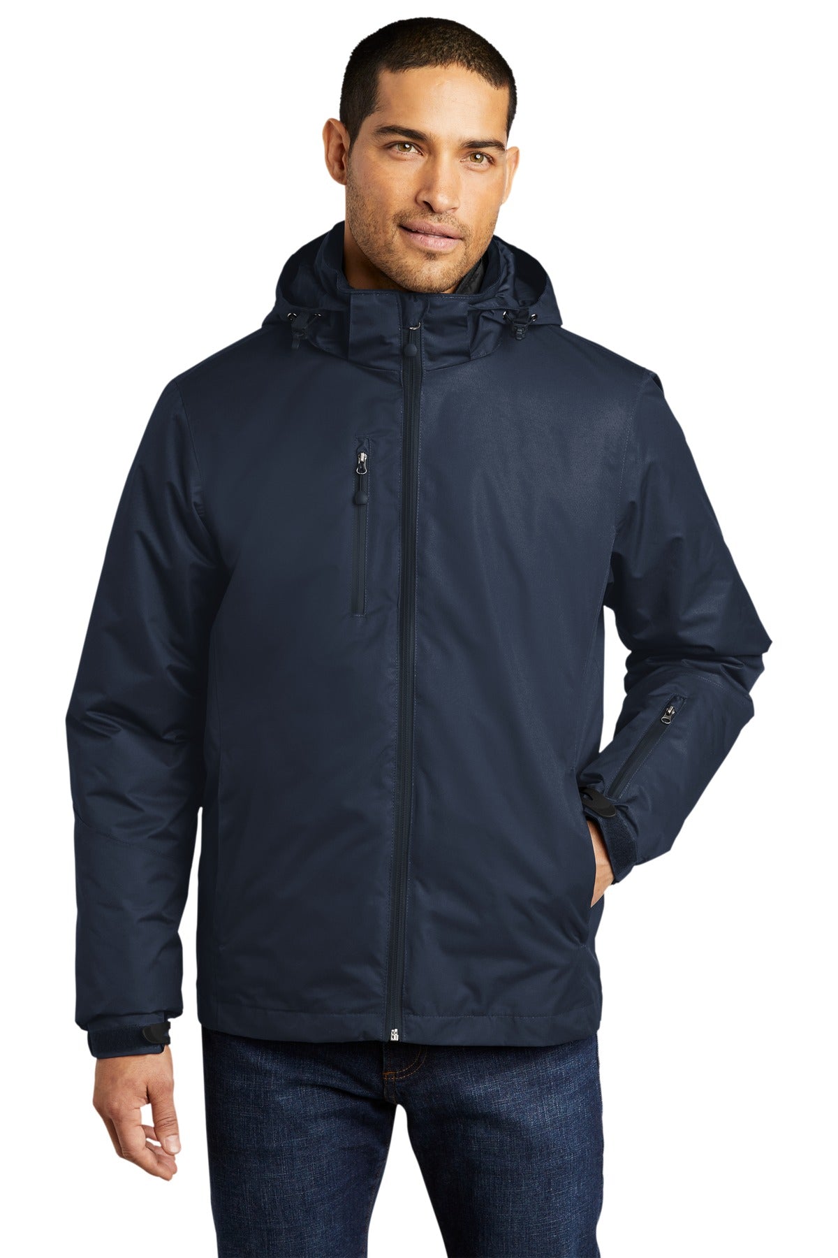 Custom logo Port Authority® Vortex Waterproof 3-in-1 Jacket. J332 in River Blue Navy/ River Blue Navy