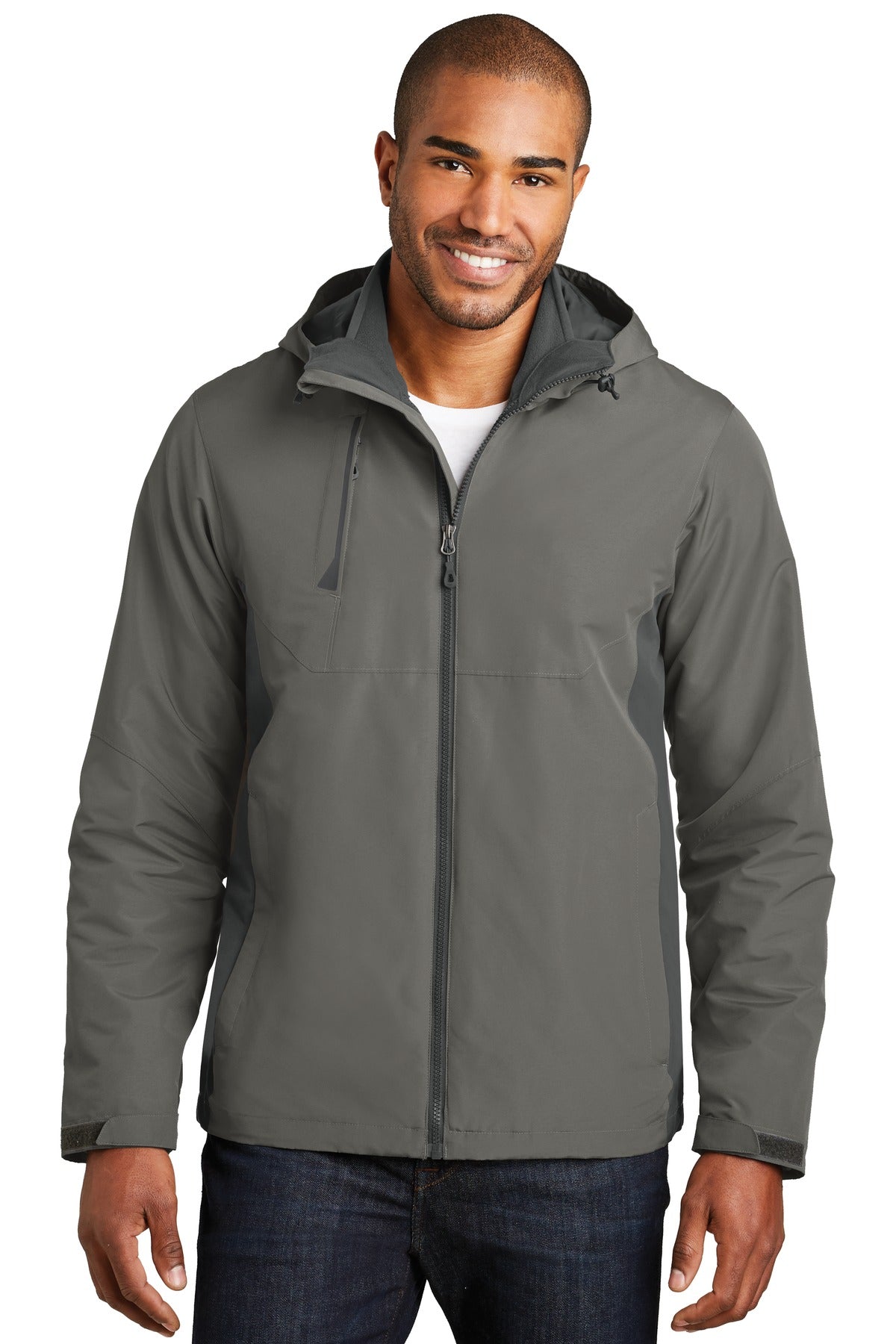 Custom logo Port Authority® Merge 3-in-1 Jacket. J338 in Rogue Grey/ Grey Steel
