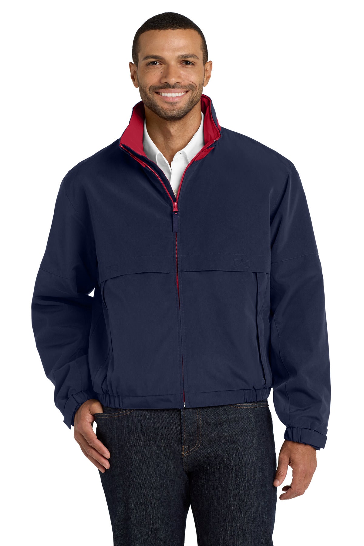 Custom logo Port Authority® Legacy™ Jacket. J764 in Dark Navy/ Red