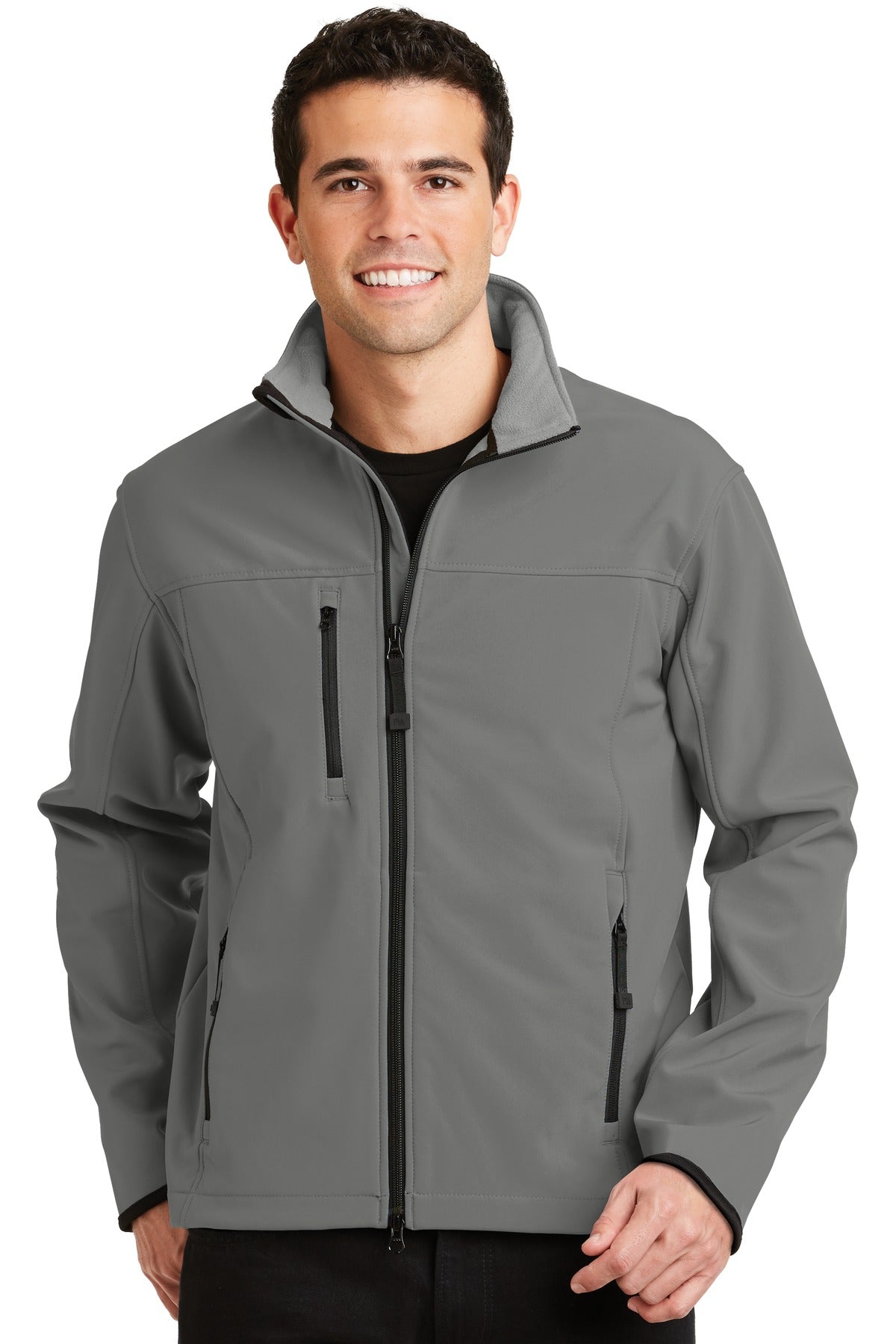 Custom logo Port Authority® Glacier® Soft Shell Jacket. J790 in Smoke Grey/ Chrome