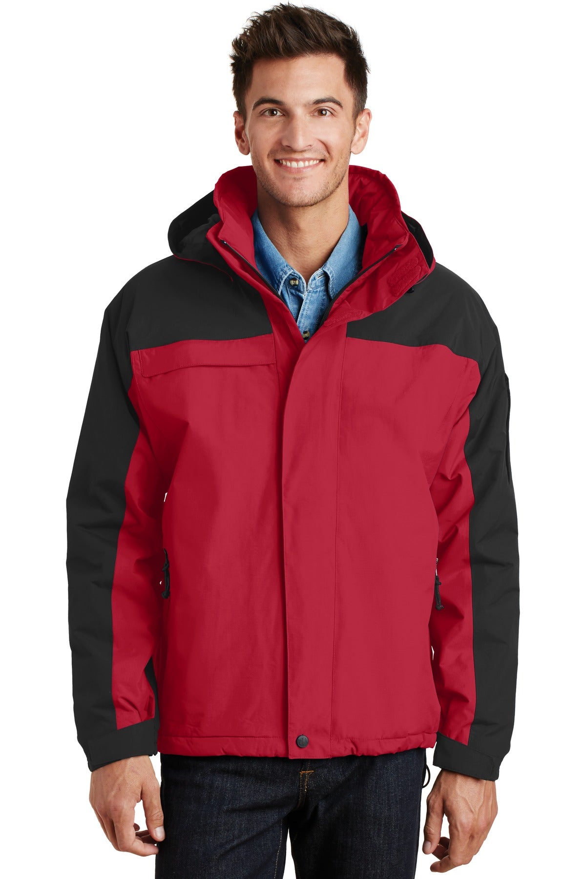 Custom logo Port Authority® Nootka Jacket. J792 in Engine Red/ Black