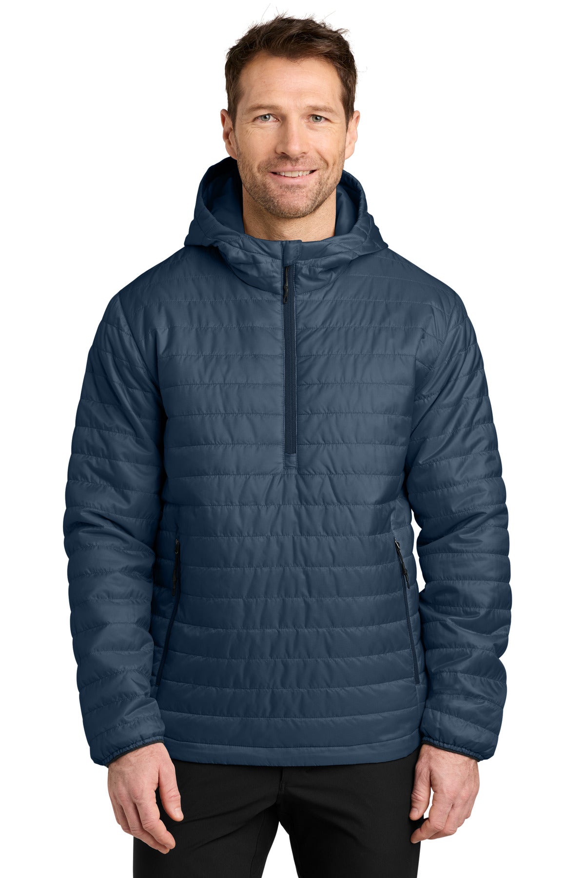 Custom logo Port Authority® Packable Puffy Anorak J855 in Regatta Blue