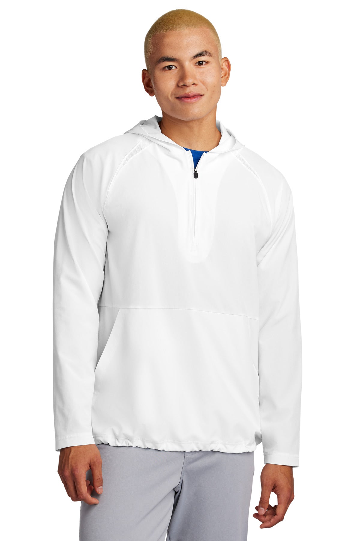 Custom logo Sport-Tek® Repeat 1/2-Zip Long Sleeve Hooded Jacket JST488 in White