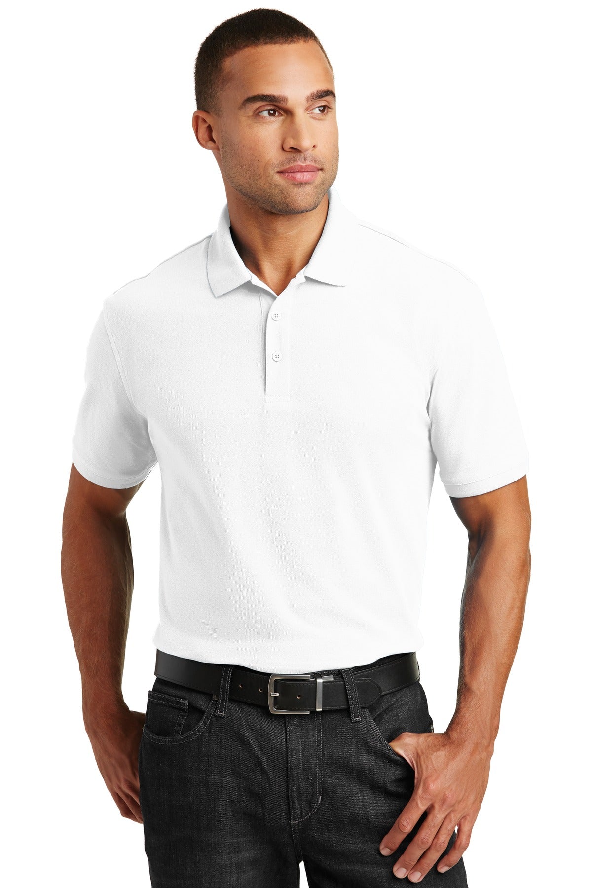 Custom logo Port Authority® Core Classic Pique Polo. K100 in White