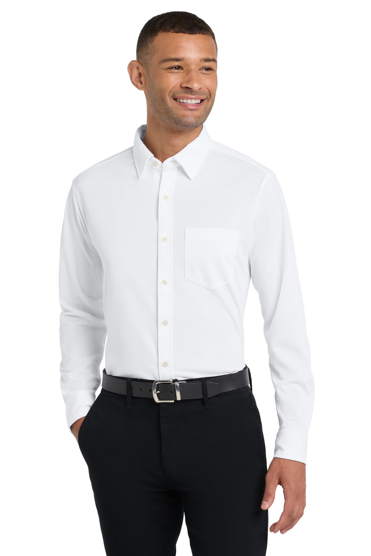 Custom logo Port Authority® Dimension Knit Dress Shirt. K570 in White