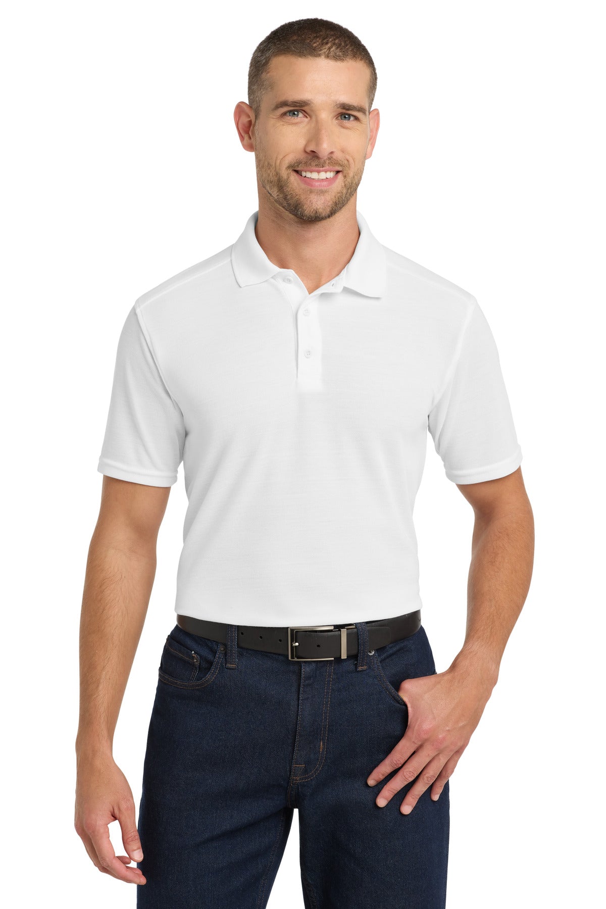 Custom logo Port Authority ® EZPerformance ™ Pique Polo. K600 in White