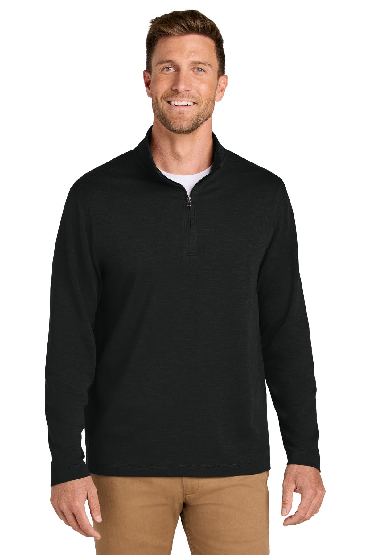Custom logo Port Authority® Breakwater 1/4-Zip Pullover K820 in Deep Black