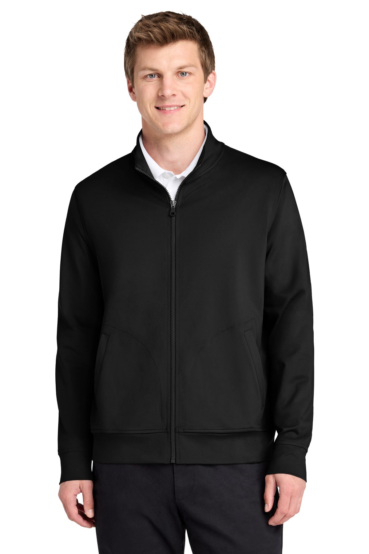 Custom logo Port Authority® C-FREE® Double Knit Full-Zip K881 in Deep Black