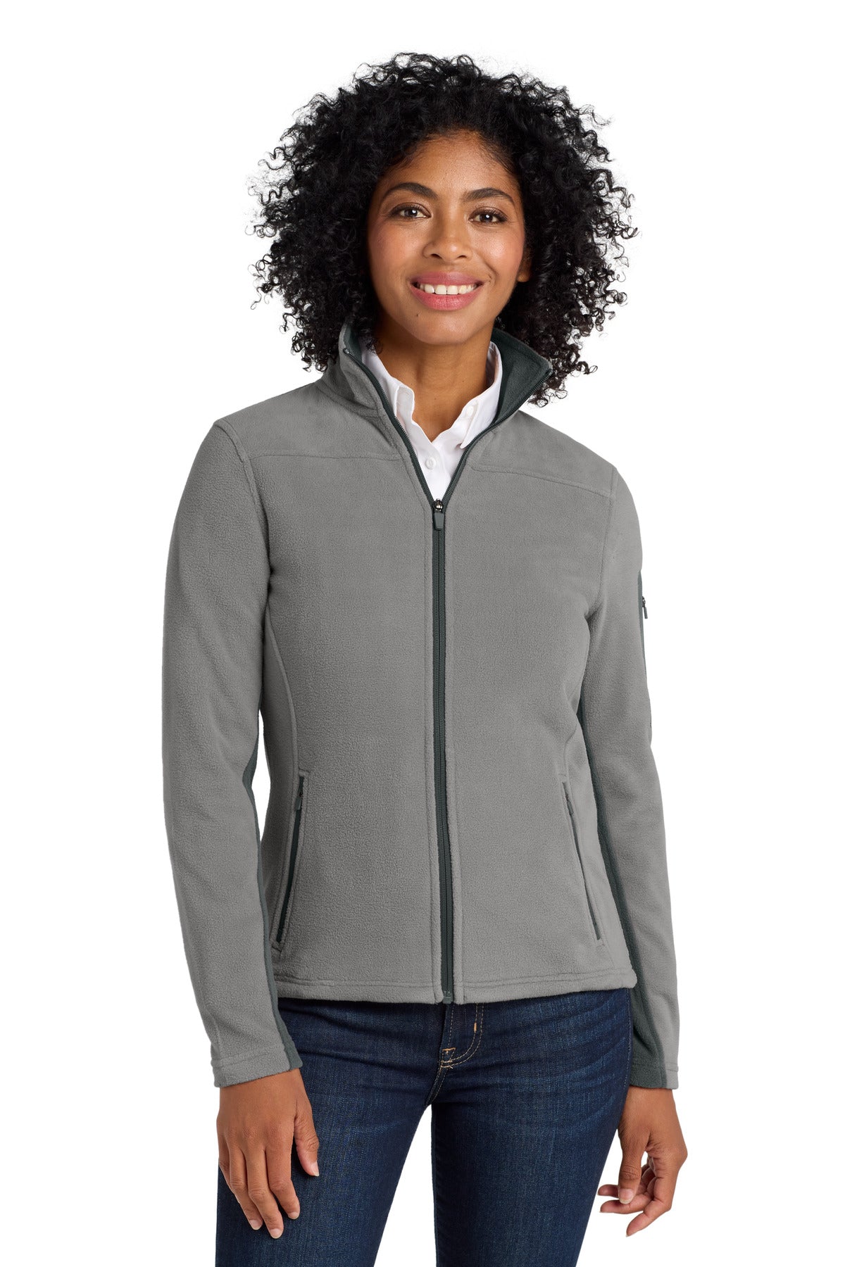 Custom logo Port Authority® Women's Summit Fleece Full-Zip Jacket. L233 in Frost Grey/ Magnet