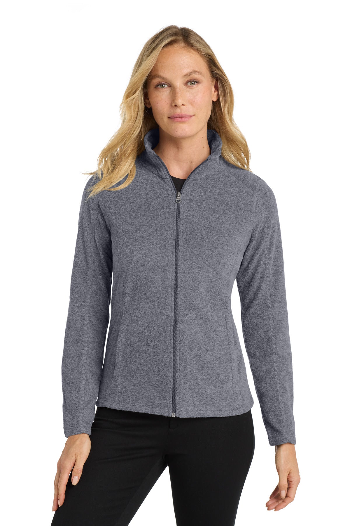 Custom logo Port Authority® Women's Heather Microfleece Full-Zip Jacket. L235 in True Navy Heather