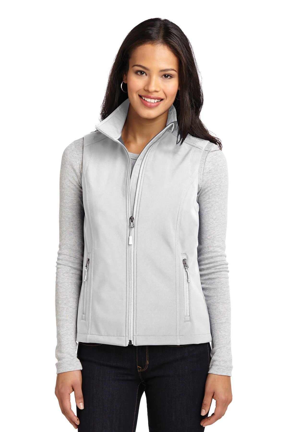Custom logo Port Authority® Women's Core Soft Shell Vest. L325 in Marshmallow