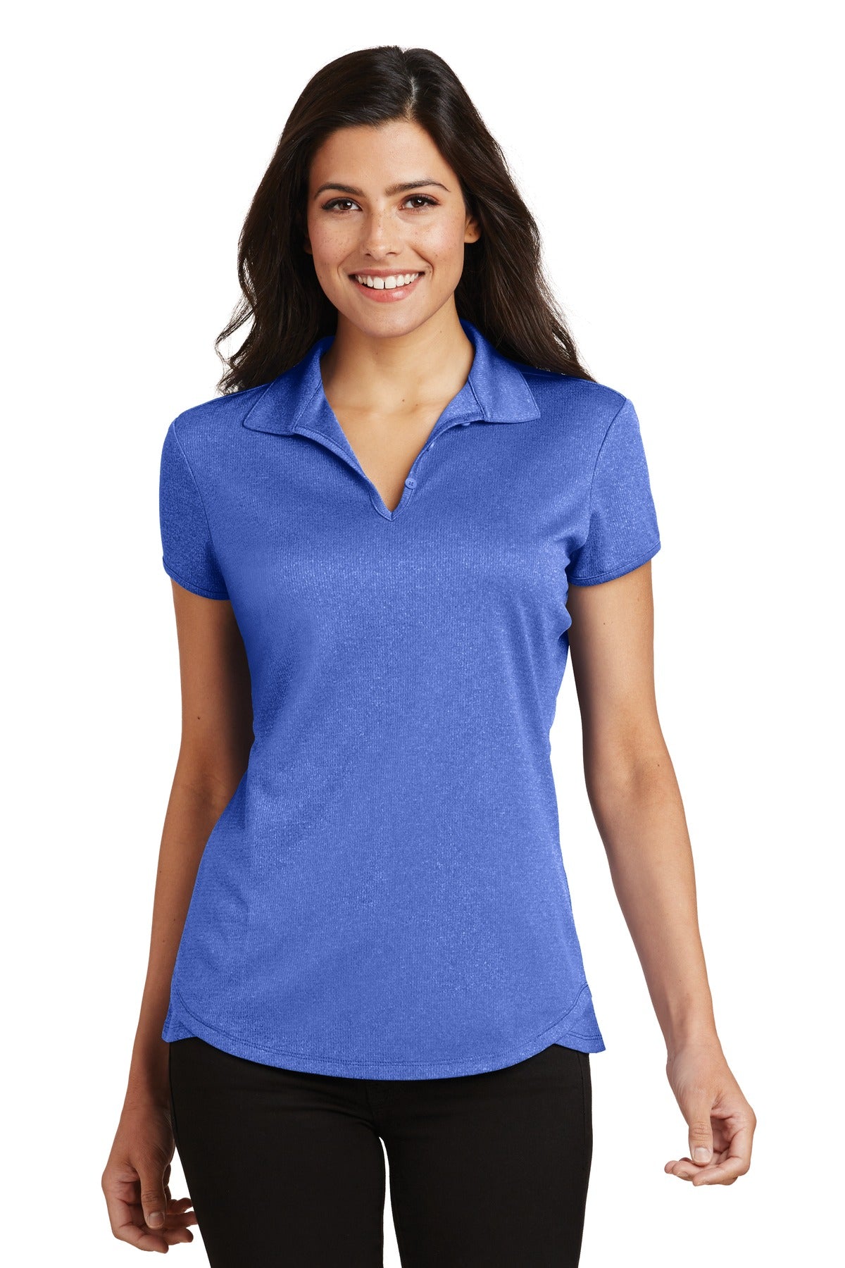Custom logo Port Authority® Women's Trace Heather Polo. L576 in True Royal Heather