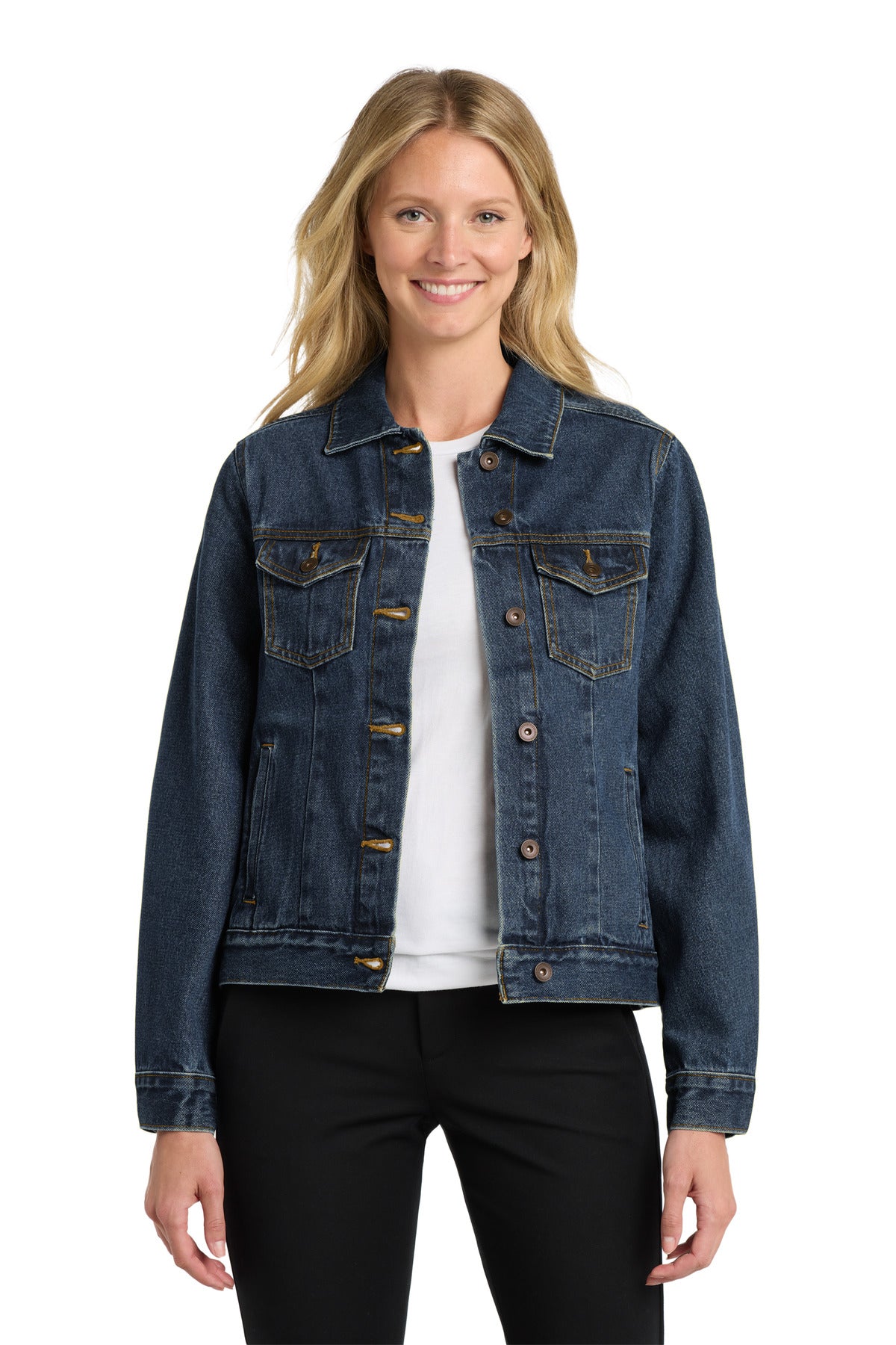 Custom logo Port Authority® Women's Denim Jacket. L7620 in Denim