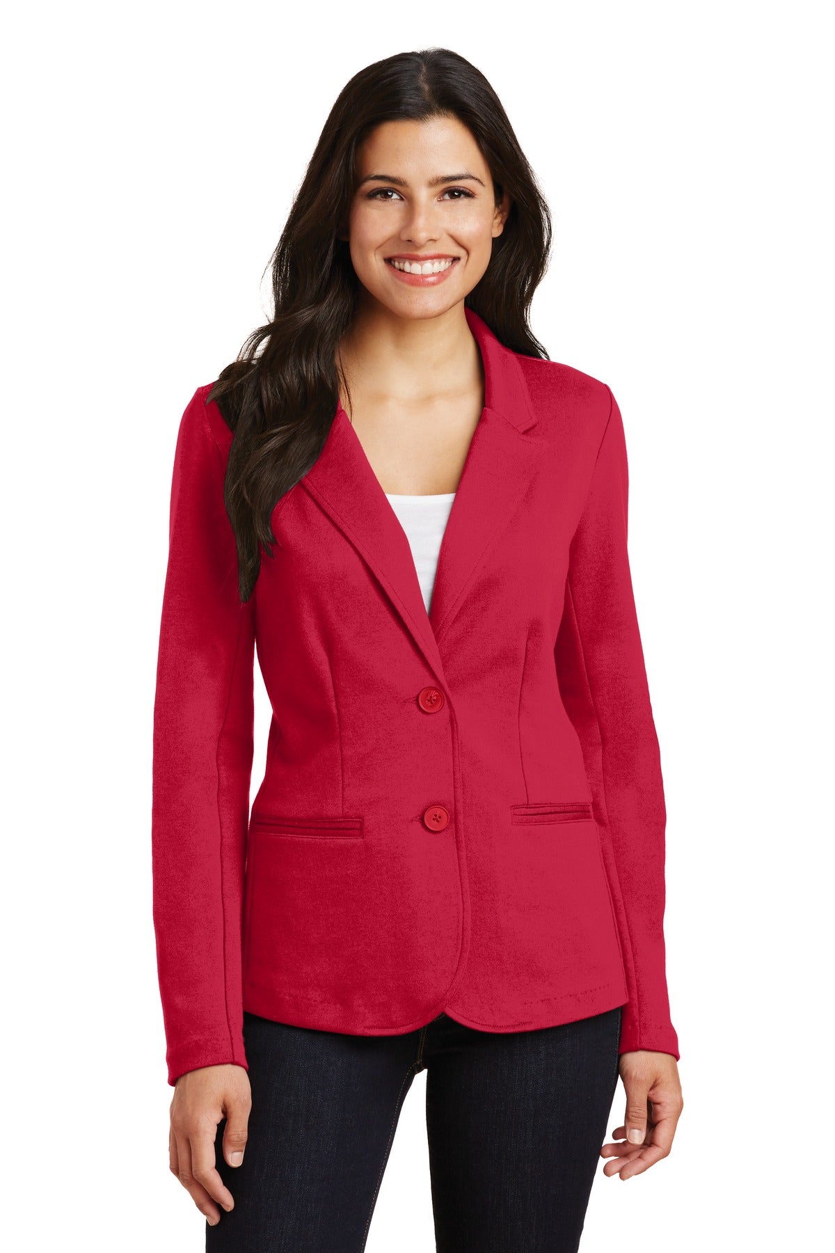 Custom logo Port Authority® Women's Knit Blazer. LM2000 in Rich Red