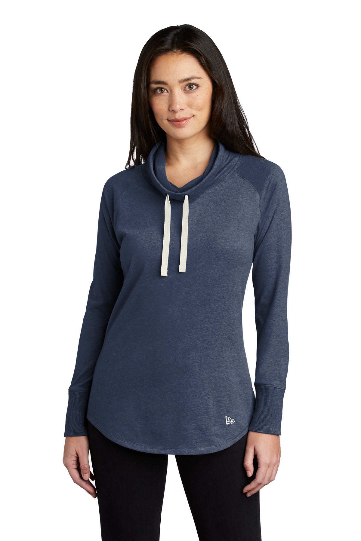 Custom logo New Era ® Women's Sueded Cotton Blend Cowl Tee LNEA123 in True Navy Heather