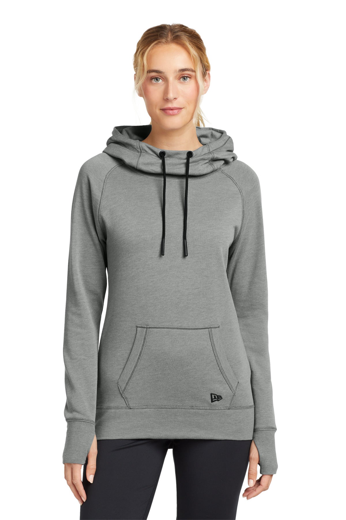 Custom logo New Era ® Women's Tri-Blend Fleece Pullover Hoodie. LNEA510 in Shadow Grey Heather