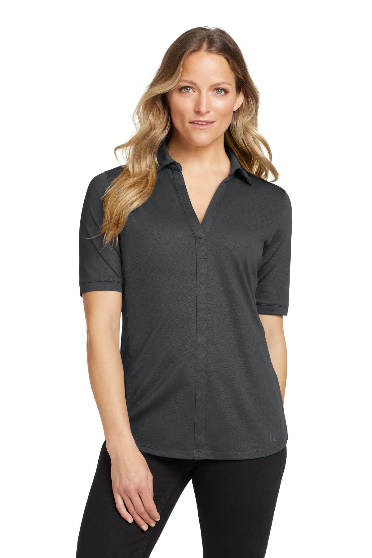 Custom logo OGIO® Women's Metro Polo. LOG130 in Diesel Grey