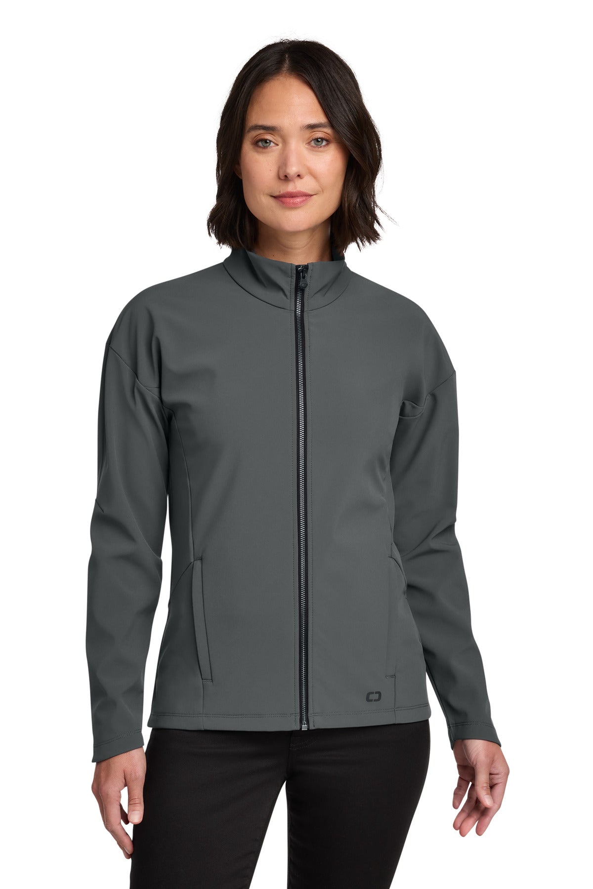 Custom logo OGIO® Women's Commuter Full-Zip Soft Shell LOG755 in Diesel Grey