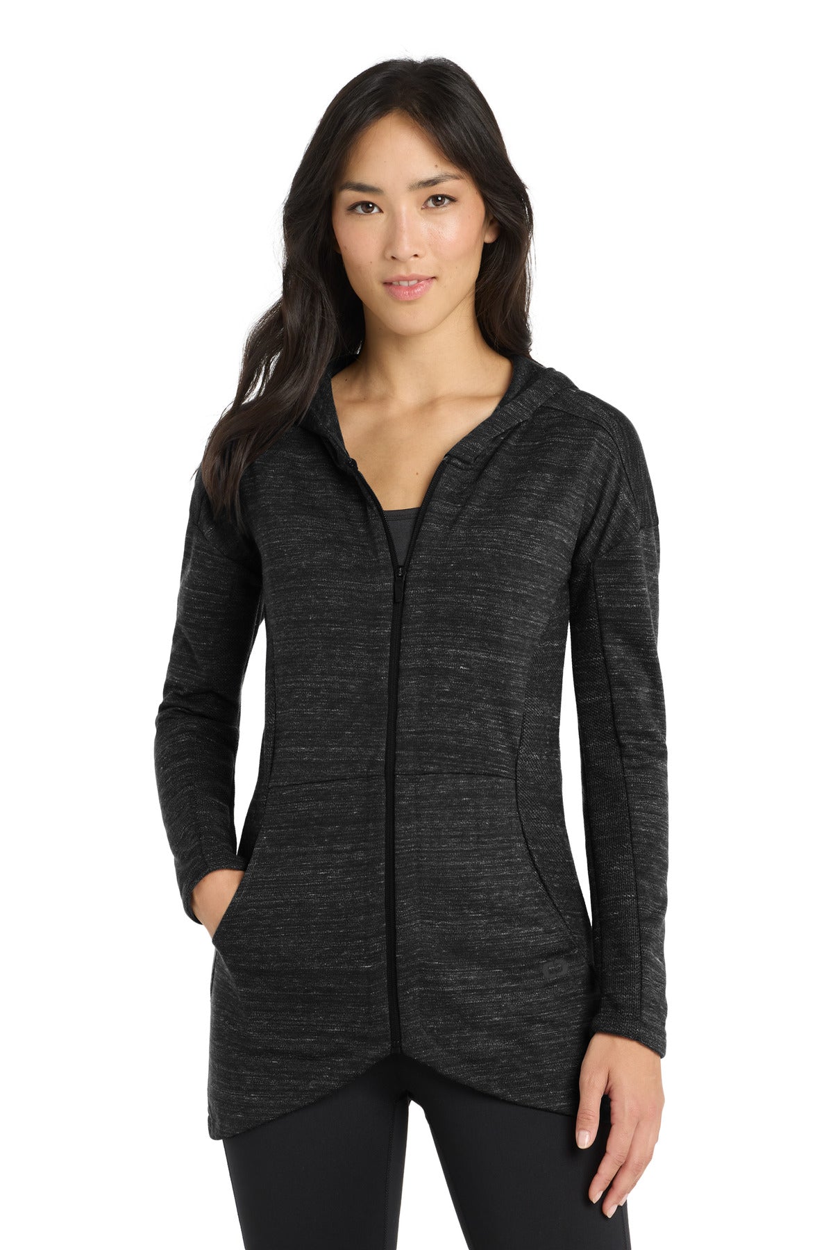 Custom logo OGIO® Women's Flux Full-Zip Hoodie LOG823 in Blacktop Heather