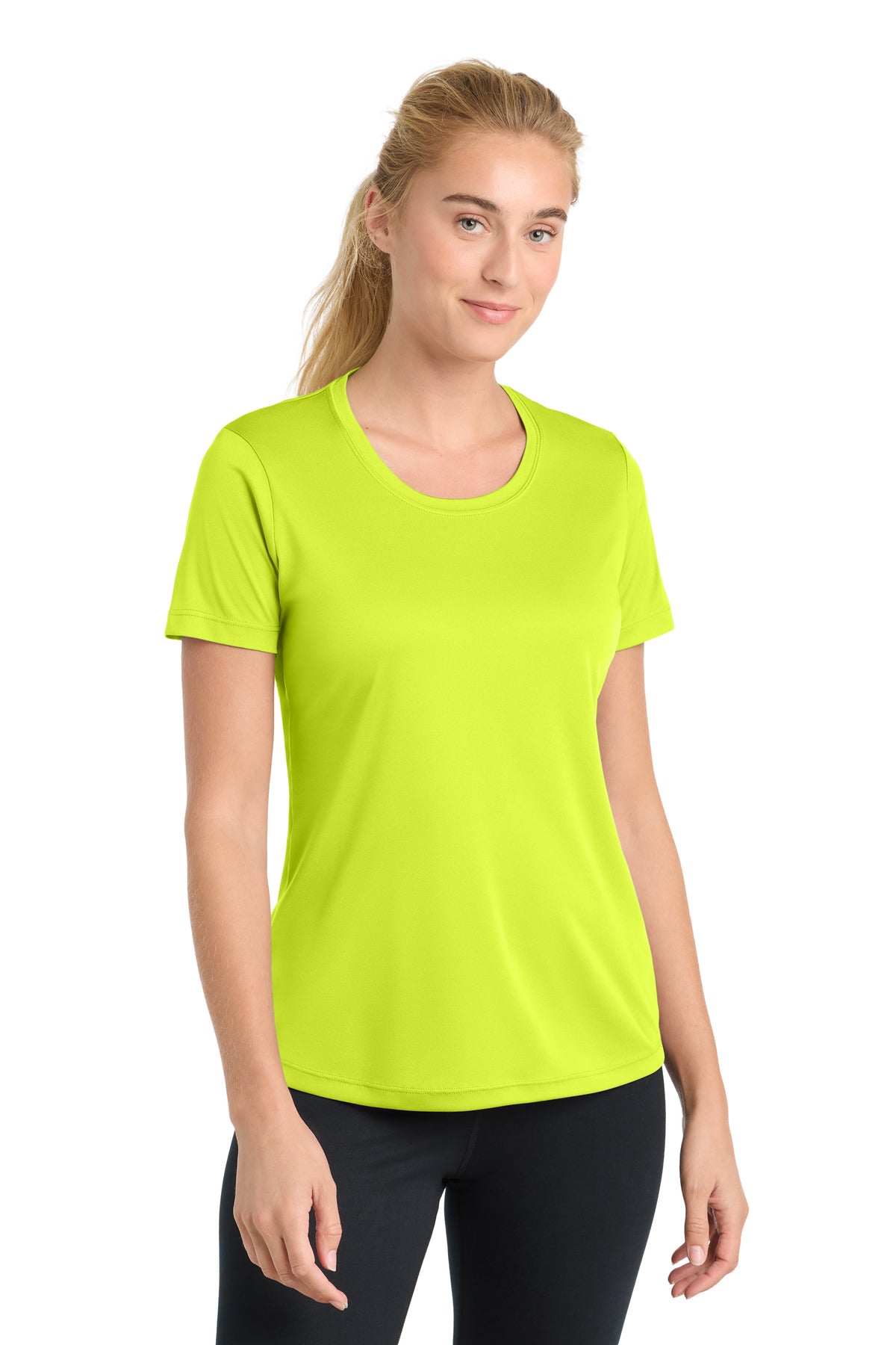 Custom logo Sport-Tek® Women's PosiCharge® Competitor™ Tee. LST350 in Neon Yellow