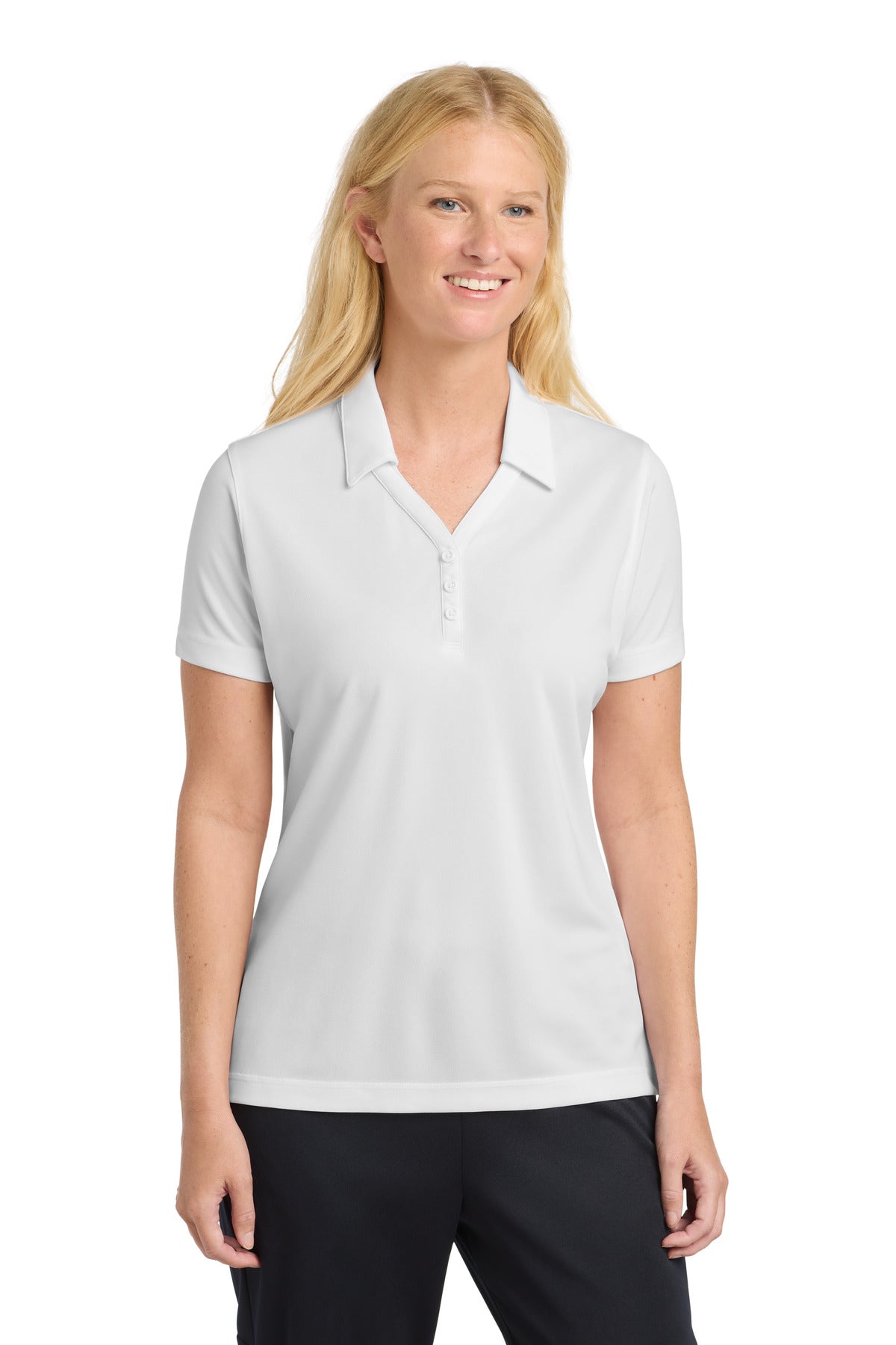 Custom logo Sport-Tek® Women's PosiCharge® Micro-Mesh Polo. LST680 in White