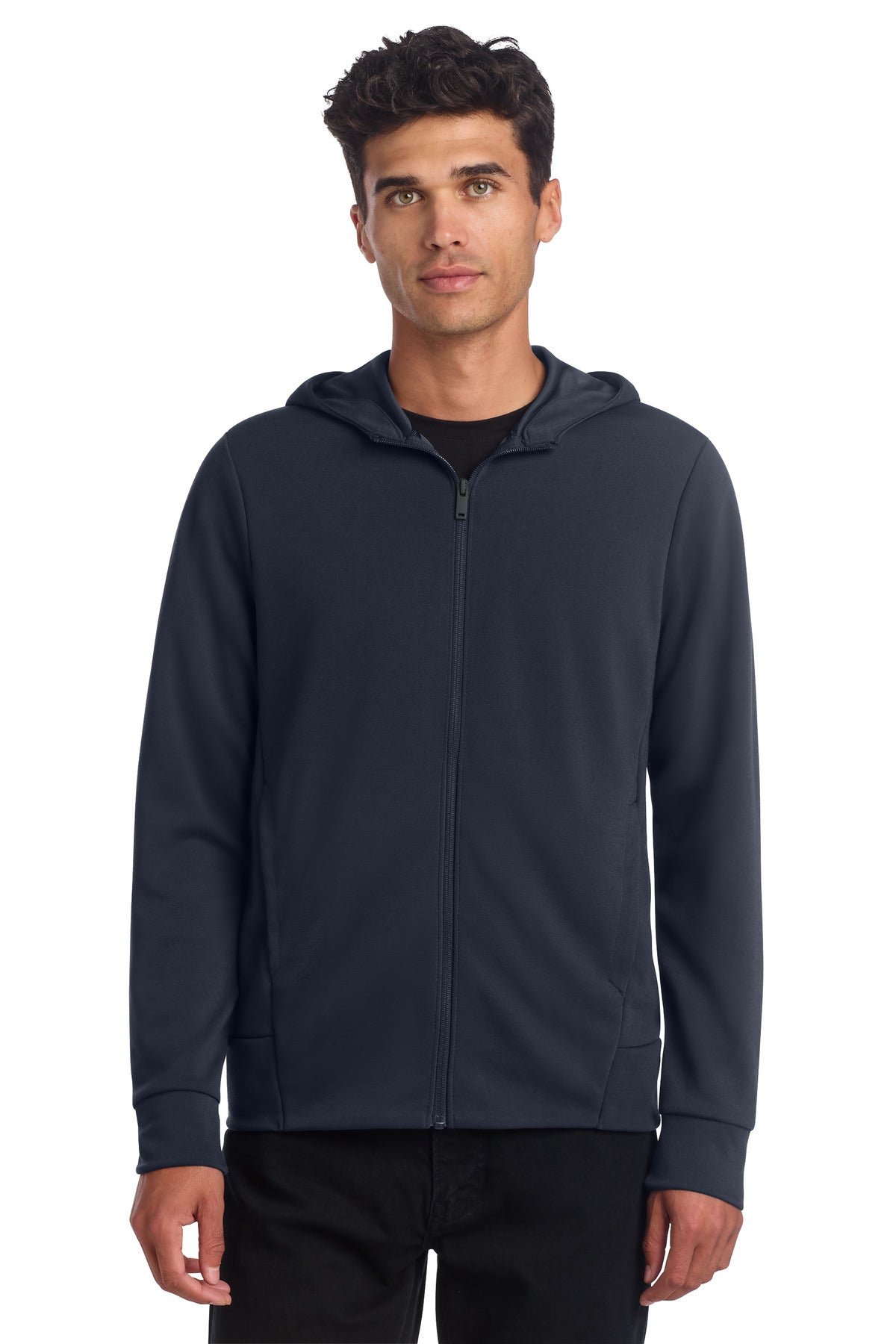 Custom logo Mercer+Mettle® Double-Knit Full-Zip Hoodie MM3002 in Night Navy