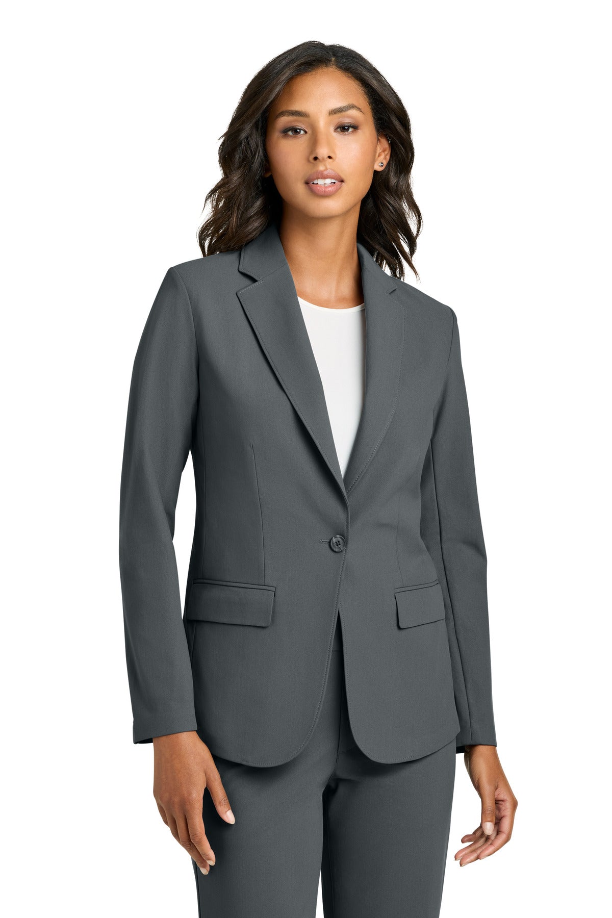Custom logo Mercer+Mettle® Women's Capital Tech Blazer MM3033 in Storm Grey