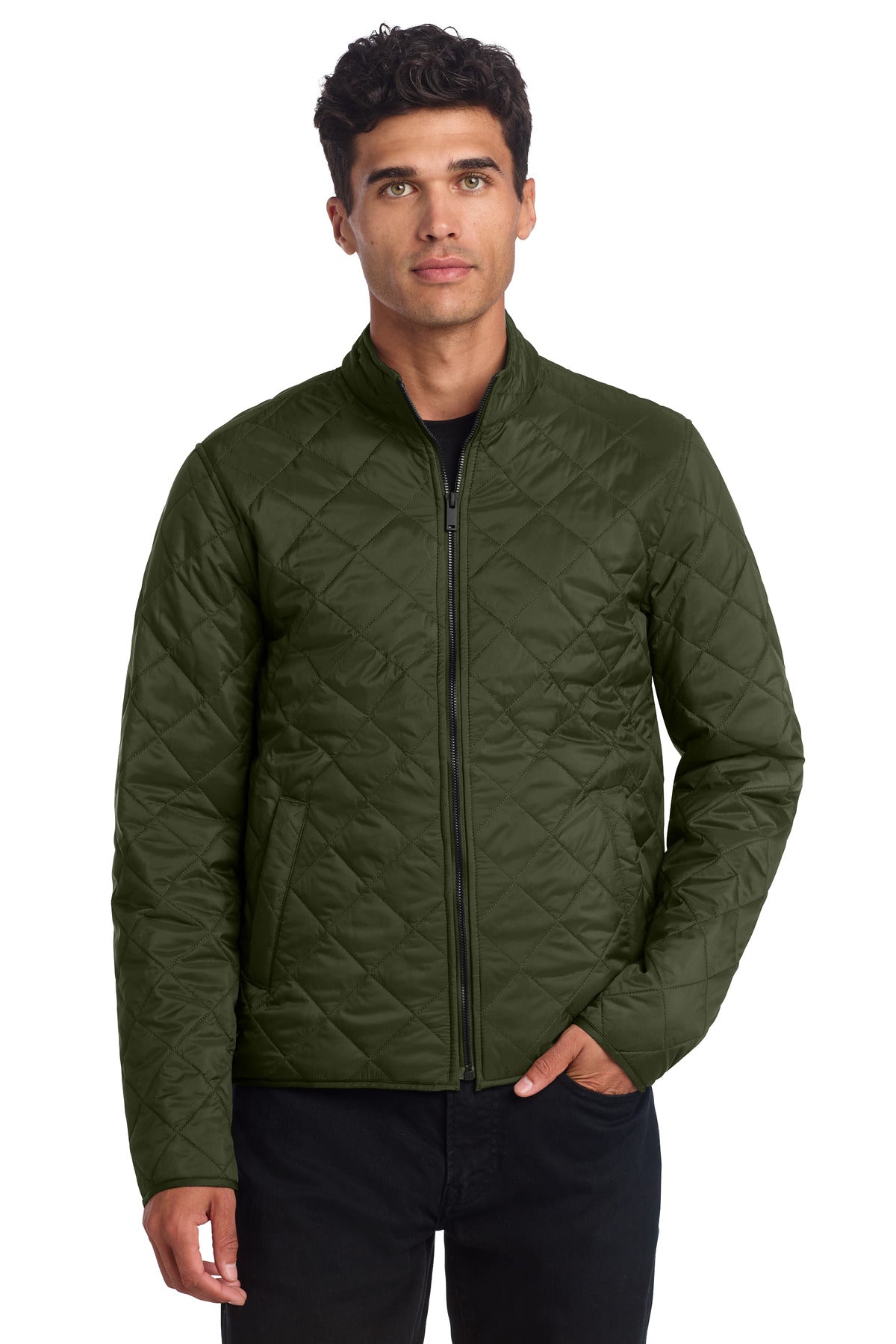 Custom logo Mercer+Mettle® Quilted Full-Zip Jacket MM7200 in Townsend Green