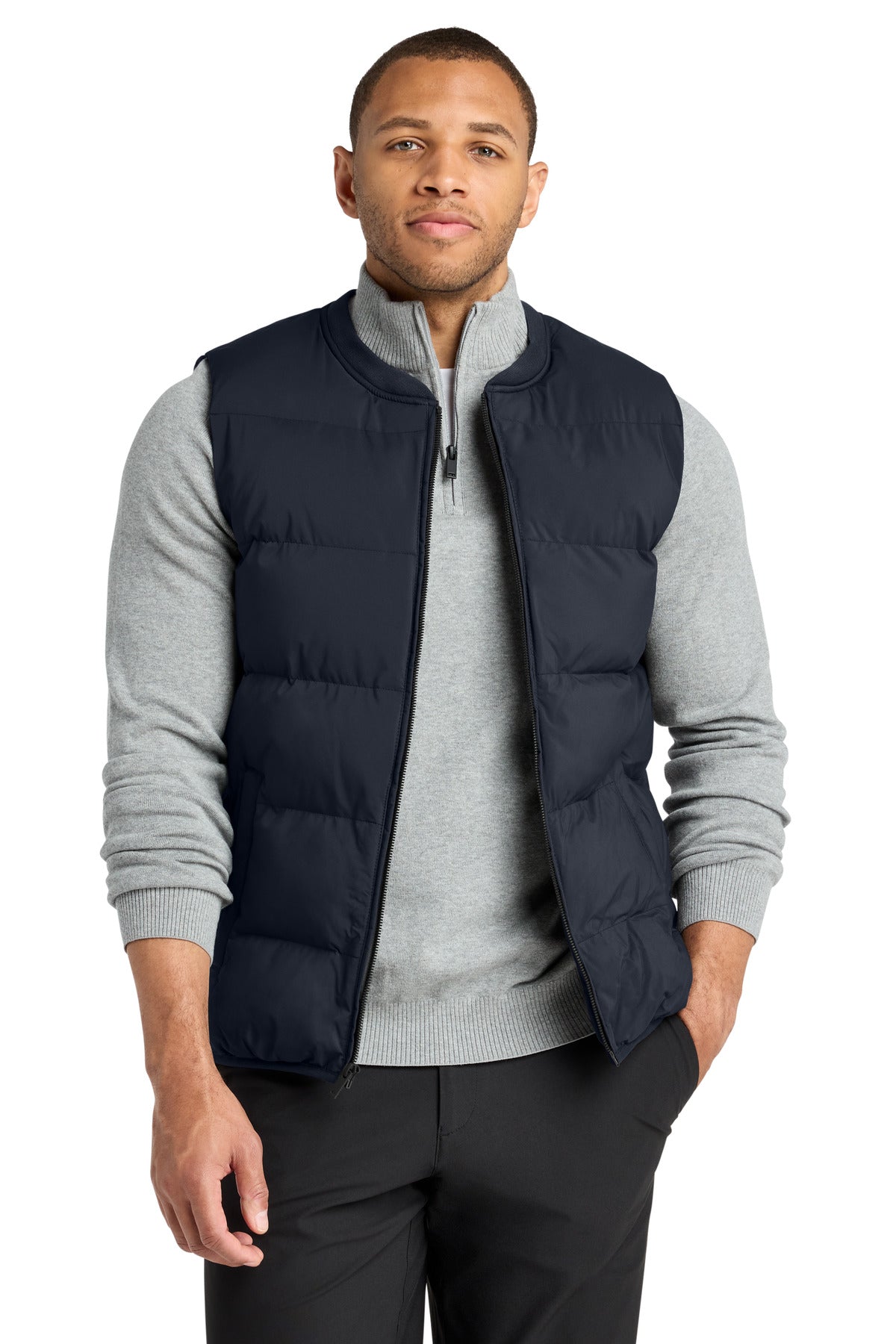 Custom logo Mercer+Mettle® Puffy Vest MM7214 in Night Navy