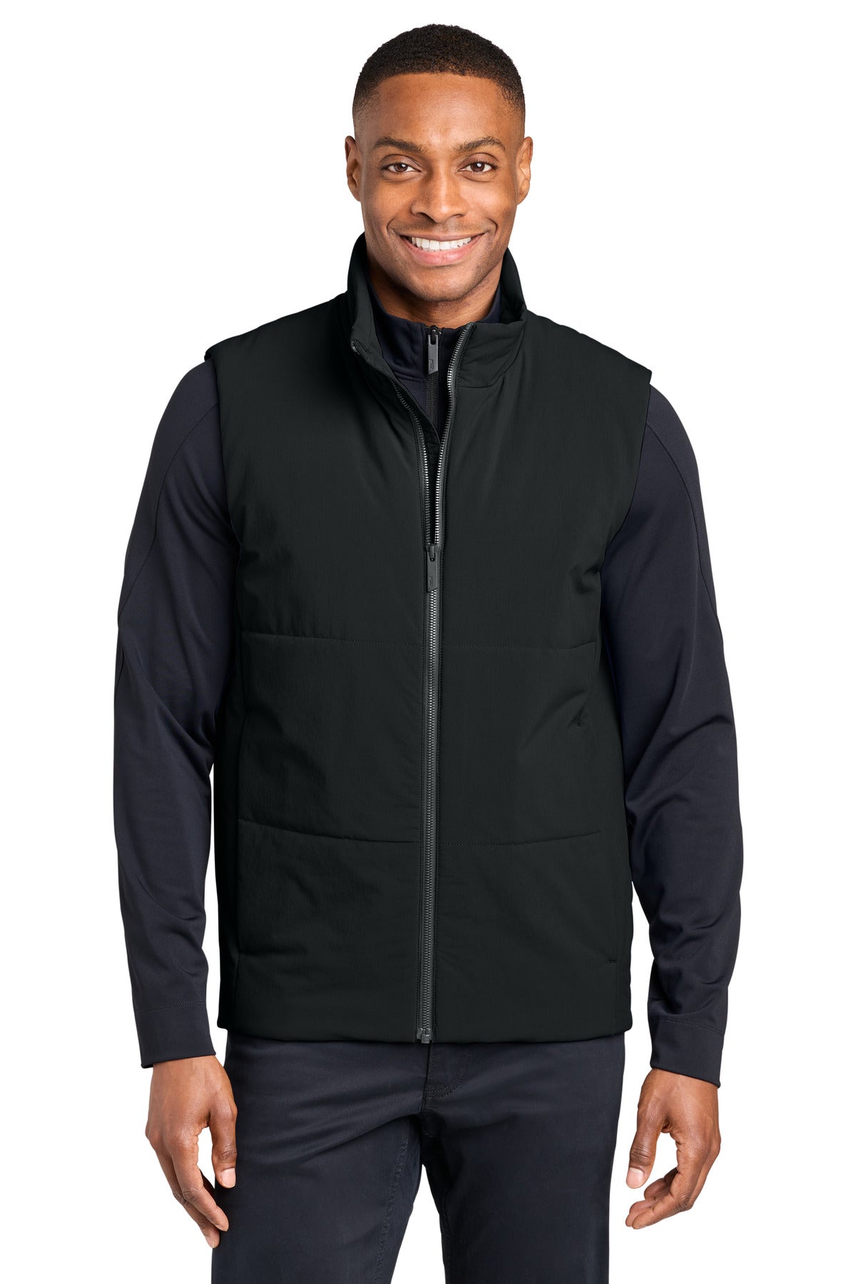 Custom logo MiiR® Sashiko Stretch Puffy Vest MRA442 in Pitch Black