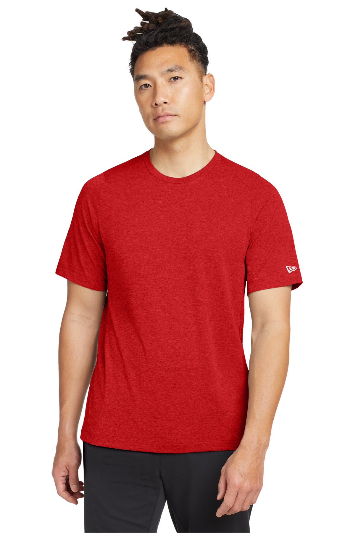 Custom logo New Era ® Series Performance Crew Tee. NEA200 in Scarlet